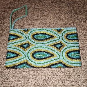 Beaded Clutch with Wrist Strap